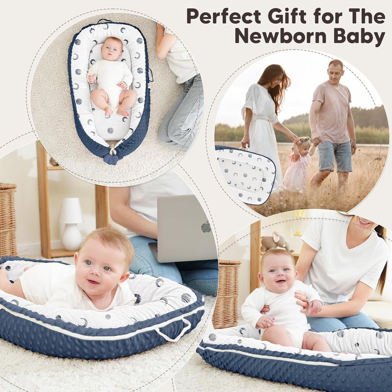 Bearmoss Baby Lounger Pillow - Infant Lounger Pillow for Newborn 0-24 Months, Soft, Breathable & Portable Baby Lounger Pillow for Boys & Girls, Cozy Baby Floor Seat for Home & Travel (Bluemoon) - Image 5